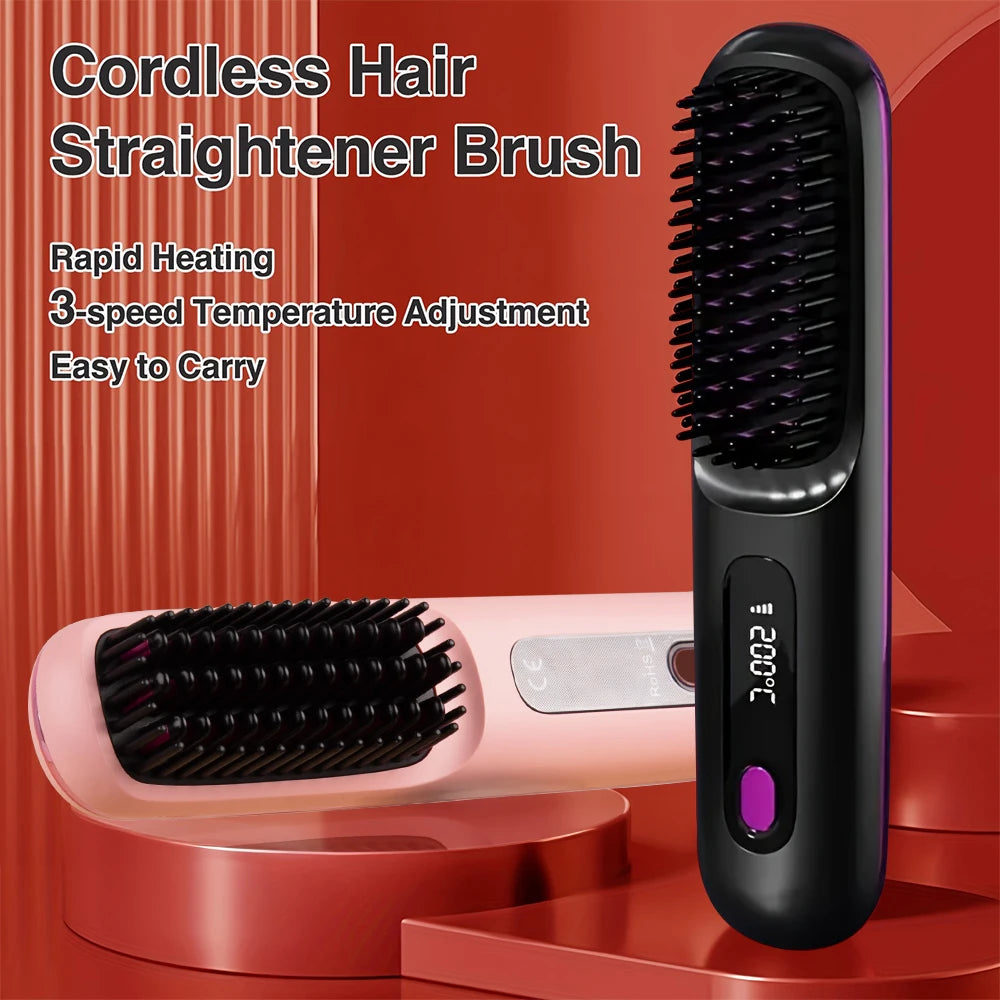 Electric Hot Comb Multifunctional Negative Ion Straight Hair Straightener Comb Anti-Scalding Styling Tool Straightening Brush