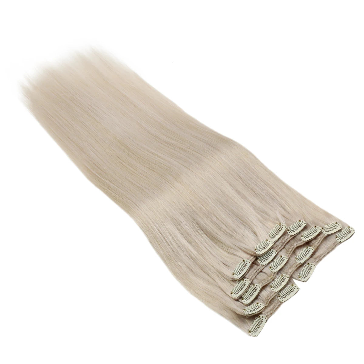 VeSunny Clip in Hair Extensions Human Hair Double Weft Remy Wigs 7pcs Clip on Extensions Dark Brown Blonde 100gr Brazilian Hair