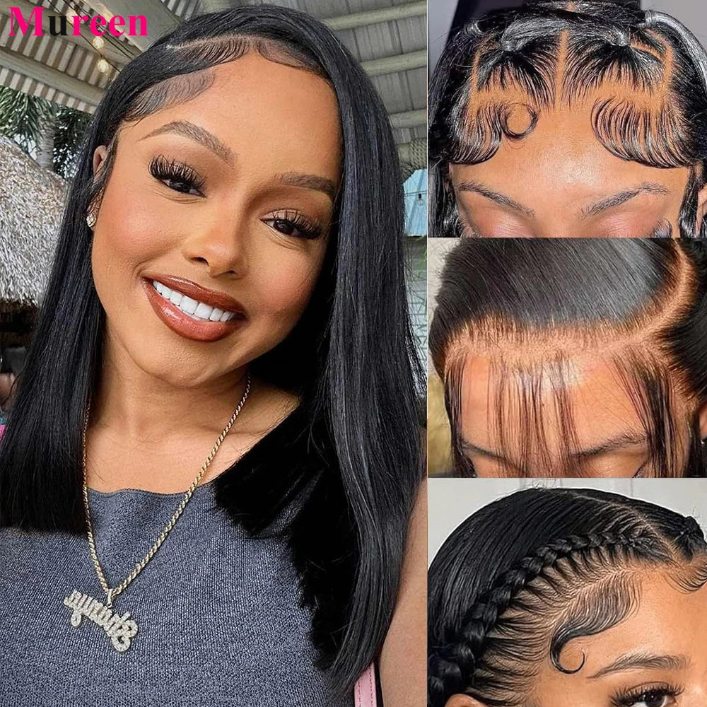 250% Density Bob Wig Human Hair 13x4 HD Lace Front Wigs Human Hair Glueless Straight Lace Frontal Human Hair Wigs for Women