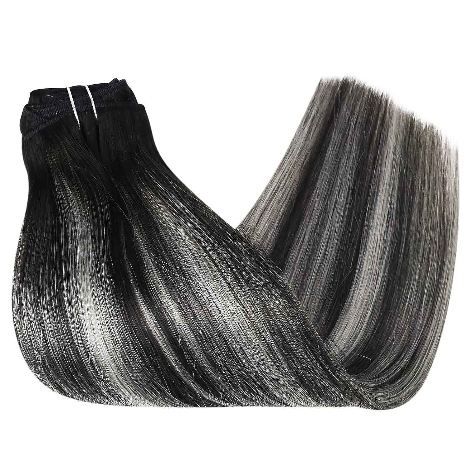 VeSunny Clip in Hair Extensions Human Hair Double Weft Remy Wigs 7pcs Clip on Extensions Dark Brown Blonde 100gr Brazilian Hair