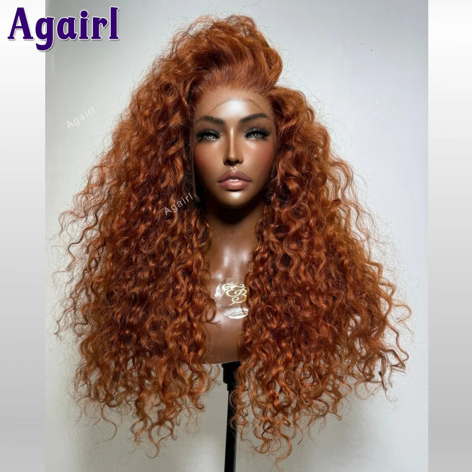 ginger brown water Wave13x6 HD Lace Frontal Human Hair Wigs Colored Curly 220% Brazilian 6X4 5X5 Closure Glueless Wigs for Women