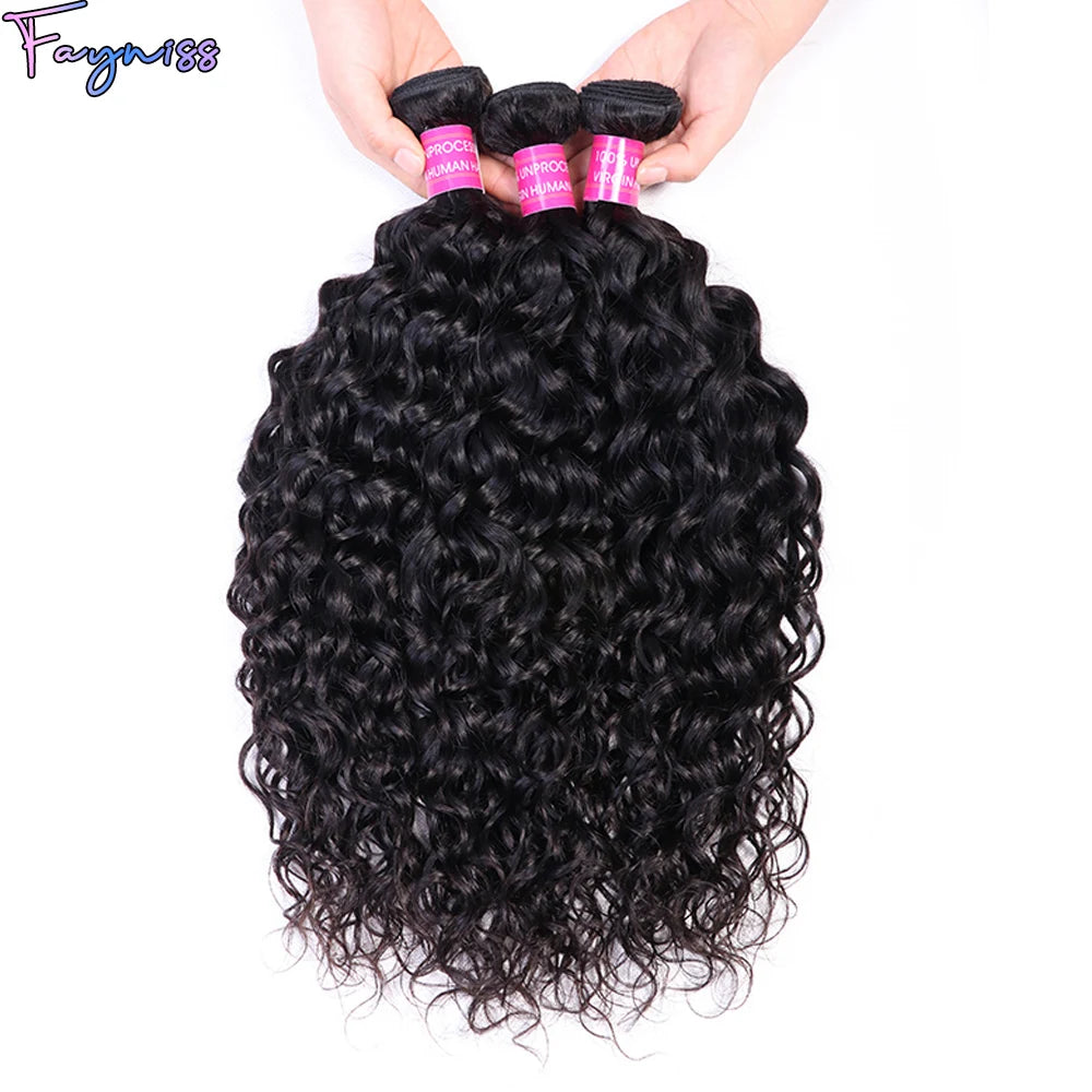 Human Hair Bundles 22 24 26  inch Water Wave Bundles Human Hair Extension 100% Unprocessed Brazilian Deep Wave Curly 3 Bundles