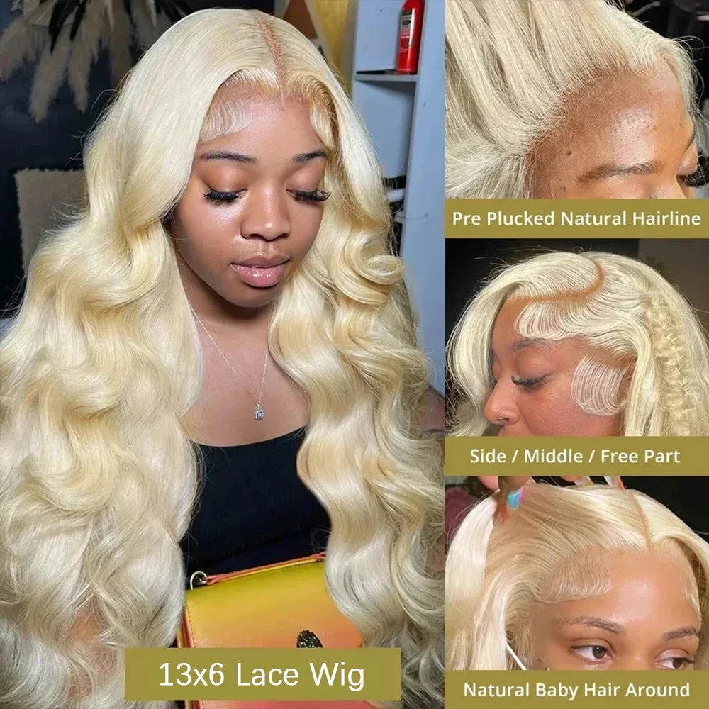 Blonde Body Wave Lace Front Wig HD Transparent 13x4 13x6 Frontal Human Hair 613 Pre Plucked Full Frontal Wigs 200% 40 46 Inch