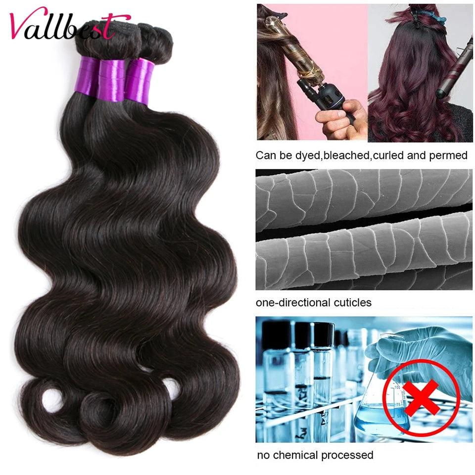 Vallbest Peruvian Body Wave Bundles Remy Wavy Human Hair Extensions 3 4 Bundles Deals 100% Body Wave Human Hair Bundles