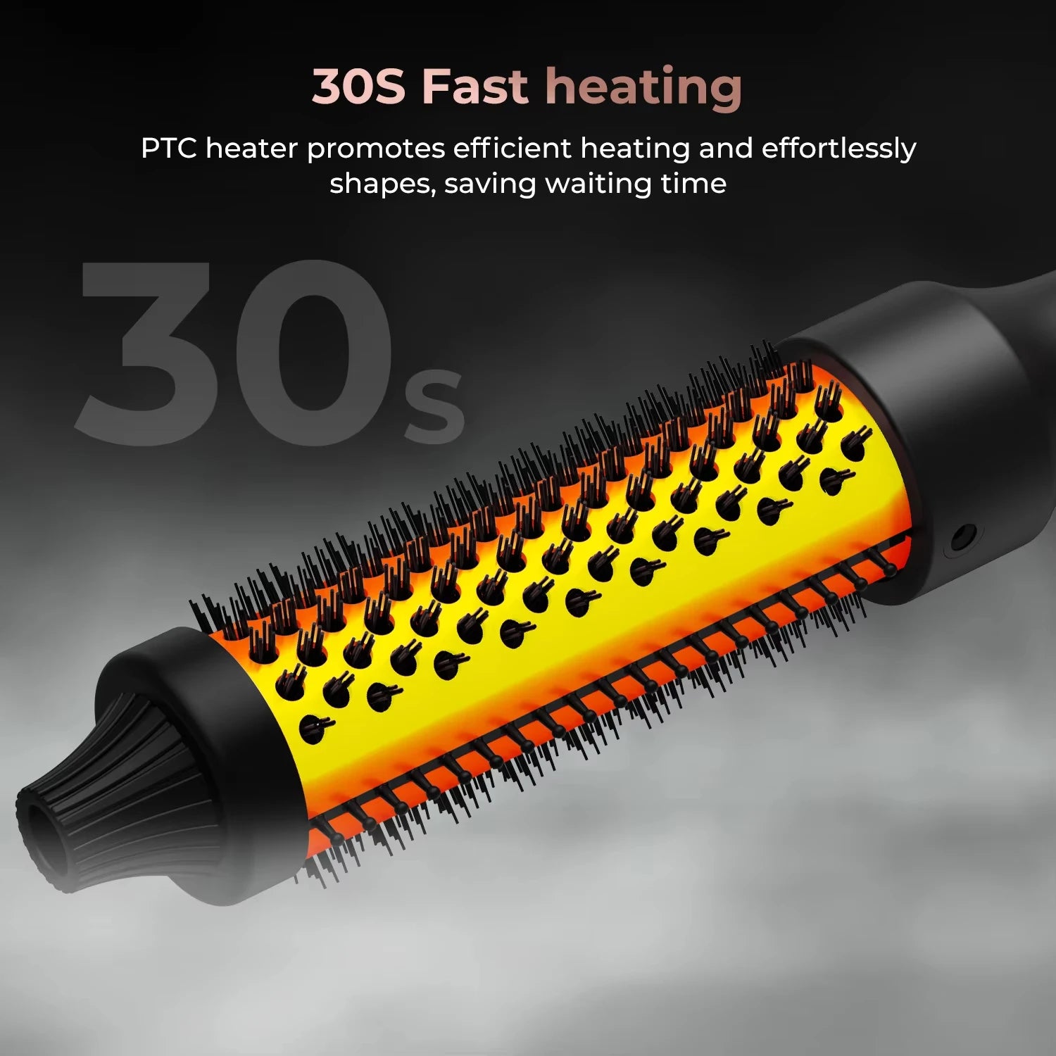 PTC Heated Curling Iron Brush 32mm Thermal Round Brush Anti Scald Hair Styler Volumizing Curler for Home Salon Use