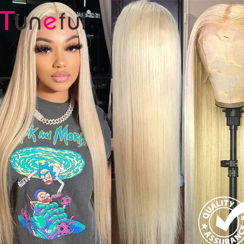 13x6 HD Transparent 613 Blonde Lace Frontal Human Hair Wigs Brazilian Straight Lace Front Human Hair Wigs Can Be Dyed Any Color