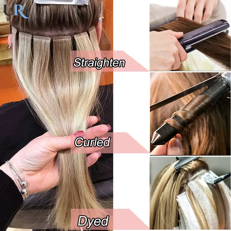 20pcs Double Sided Adhesive Tape In Hair Extensions 100% Human Hair Remy 12-26 inch Ultra Thin Weft