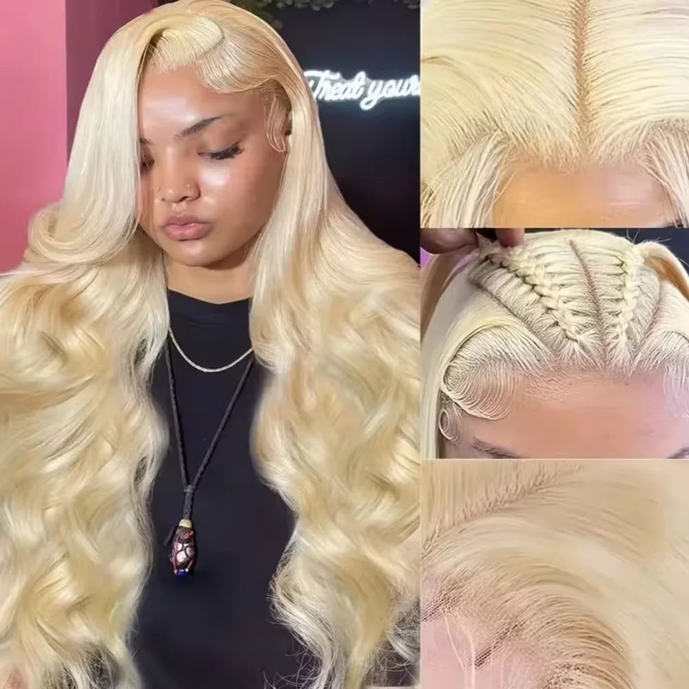Blonde Body Wave Lace Front Wig HD Transparent 13x4 13x6 Frontal Human Hair 613 Pre Plucked Full Frontal Wigs 200% 40 46 Inch
