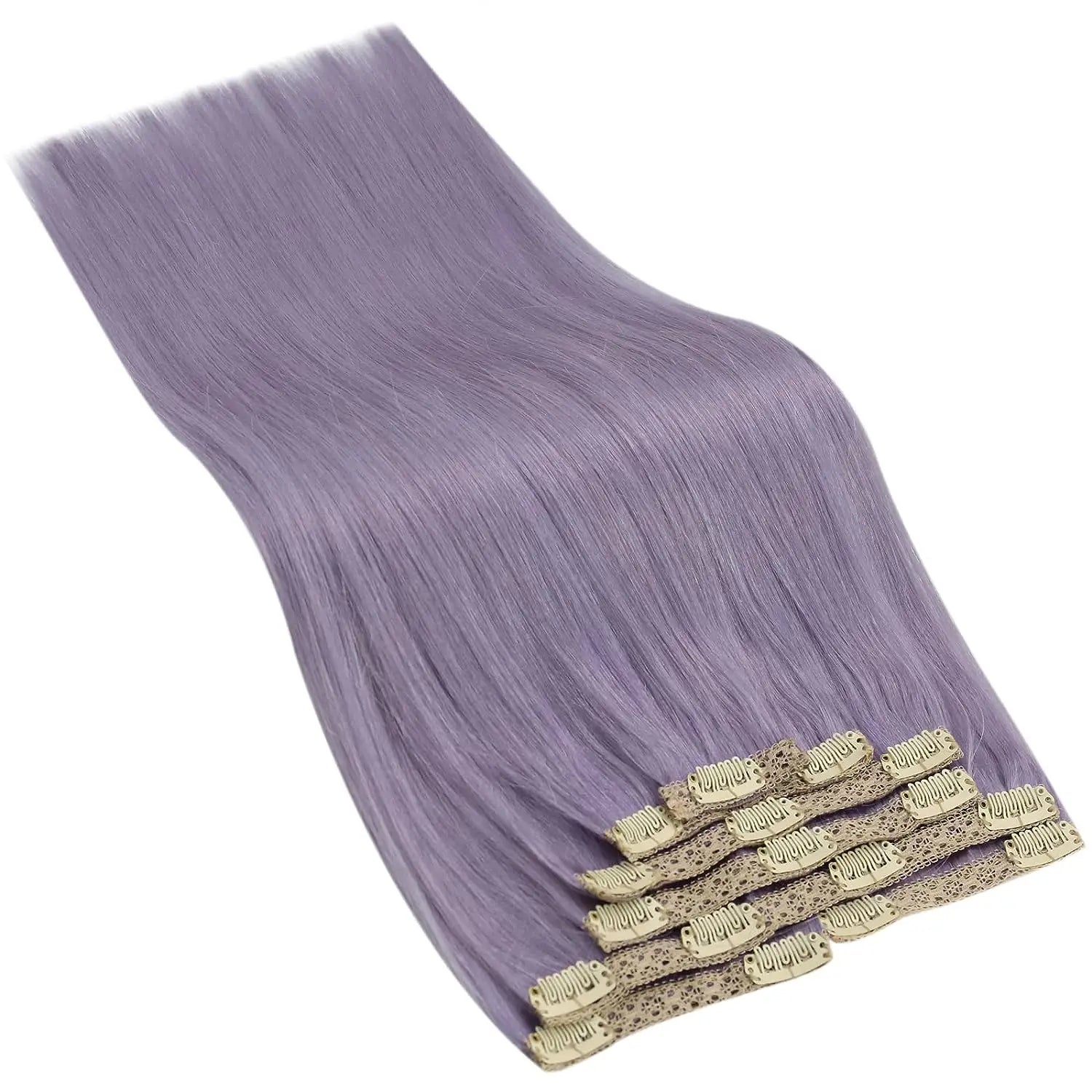 VeSunny Clip in Hair Extensions Human Hair Double Weft Remy Wigs 7pcs Clip on Extensions Dark Brown Blonde 100gr Brazilian Hair