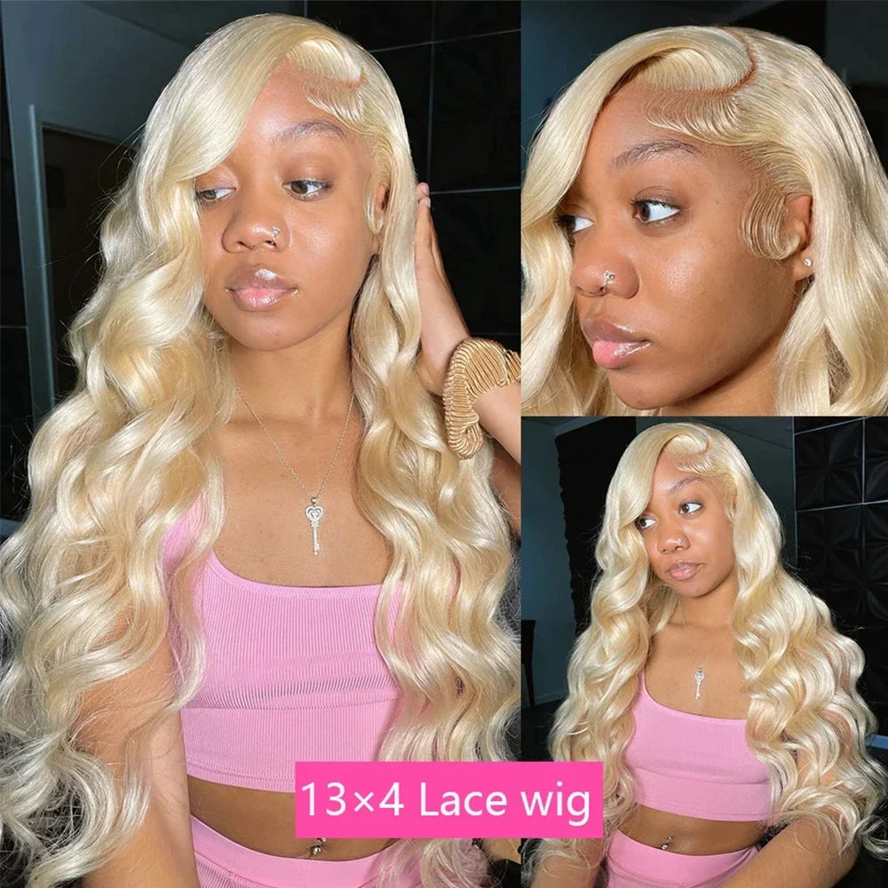 Blonde Body Wave Lace Front Wig HD Transparent 13x4 13x6 Frontal Human Hair 613 Pre Plucked Full Frontal Wigs 200% 40 46 Inch