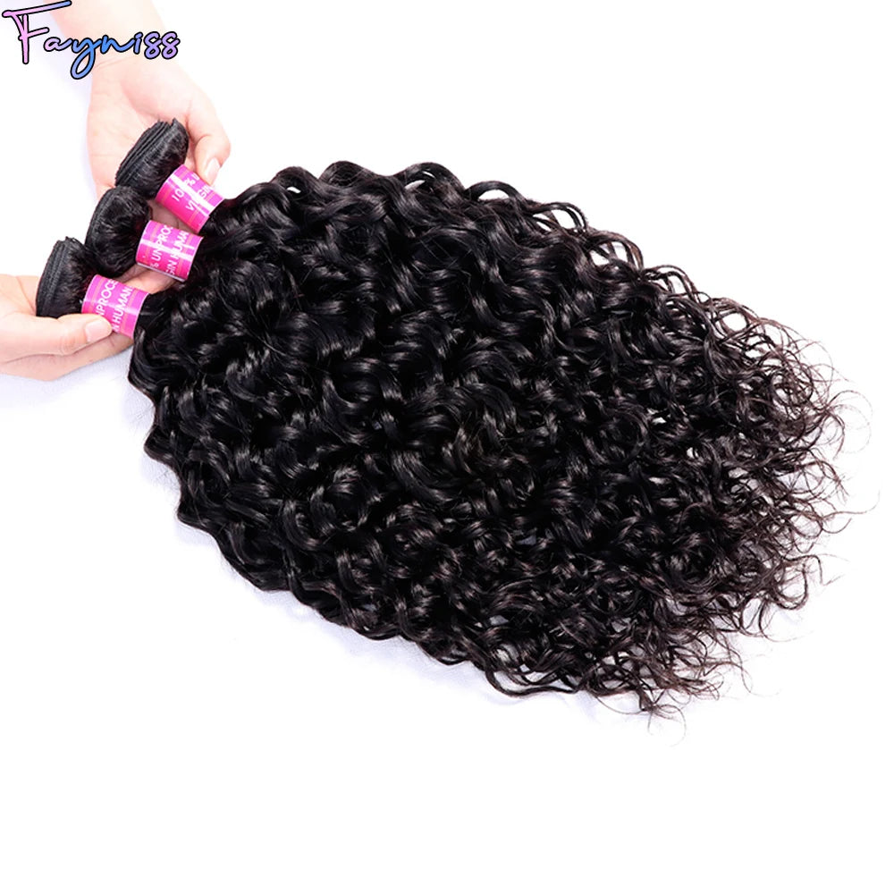 Human Hair Bundles 22 24 26  inch Water Wave Bundles Human Hair Extension 100% Unprocessed Brazilian Deep Wave Curly 3 Bundles