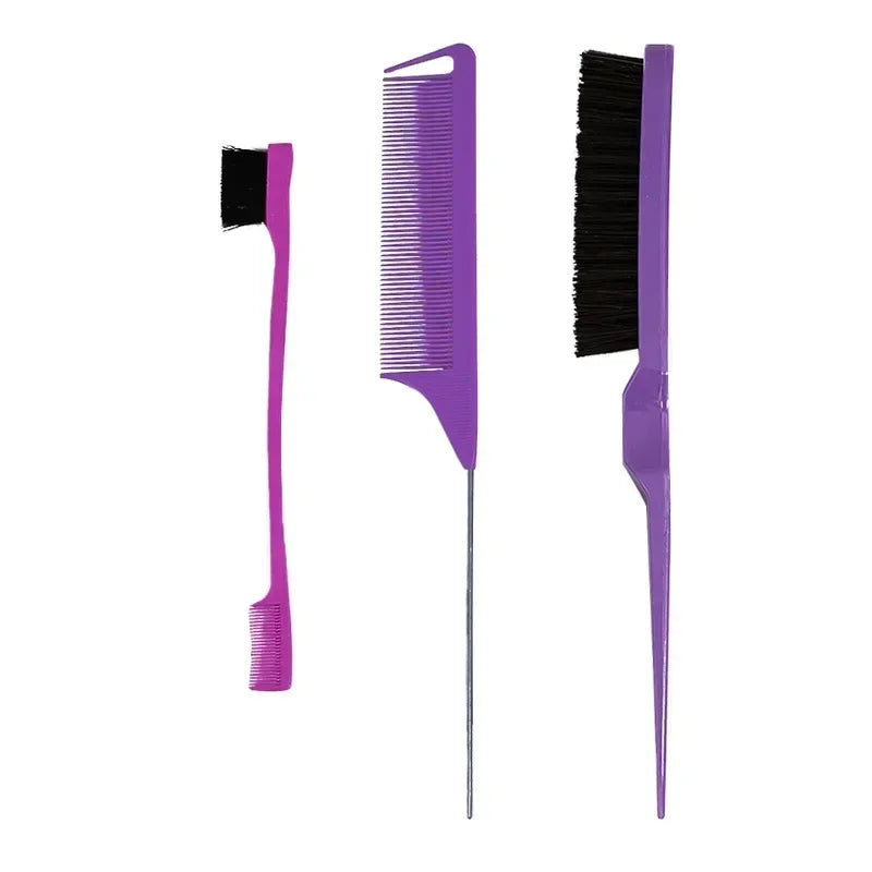 3-10pcs Hair Styling Comb Set Teasing Hair Brush Triple Teasing Comb Rat Tail Combs Edge Brush Hair Tail Tools Braid Tool Loop
