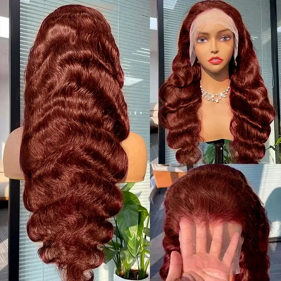 Reddish Brown 13x4 Body Wave Lace Frontal Wigs Human Hair 13x6 Hd Lace Frontal Wigs Human Hair Wigs Pre Plucked 4x4 Closure Wig