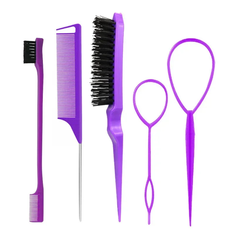 3-10pcs Hair Styling Comb Set Teasing Hair Brush Triple Teasing Comb Rat Tail Combs Edge Brush Hair Tail Tools Braid Tool Loop